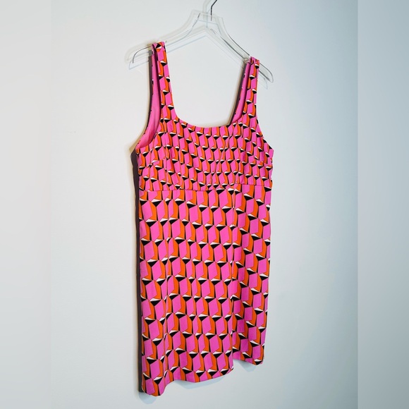 Diane Von Furstenberg Target Modern Geo Pink Print Shift Mini Dress Size 16 - Picture 5 of 12